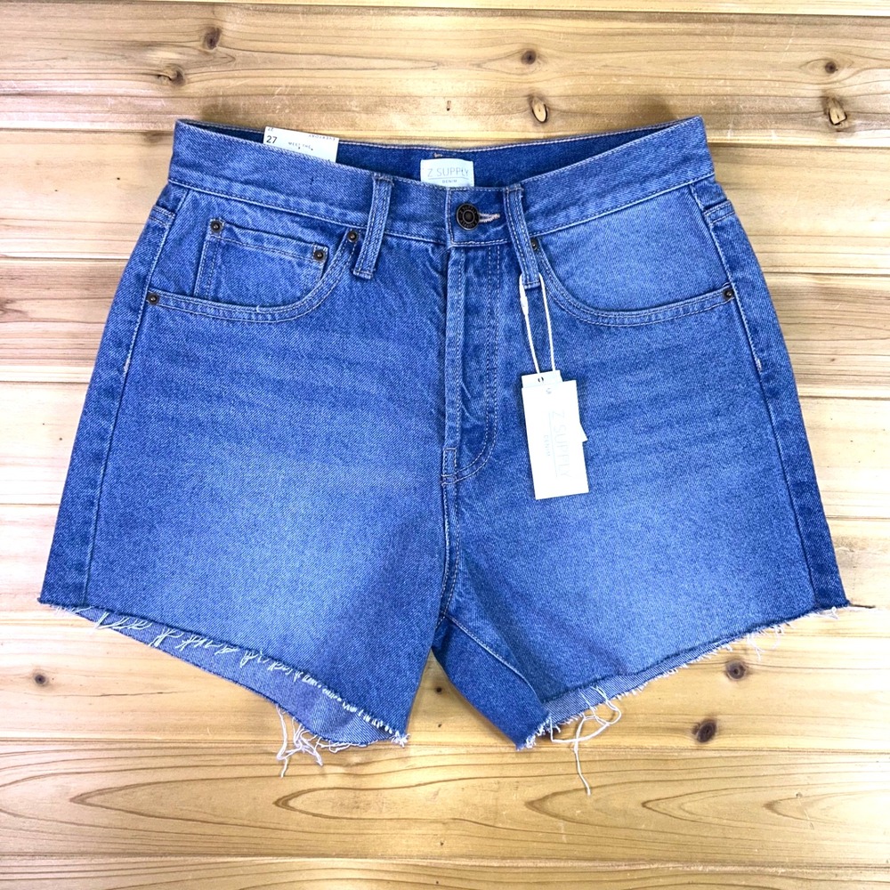 NEW Z Supply Jean Shorts Women 27 Everyday Highrise Relaxed Fit Cut Off Short